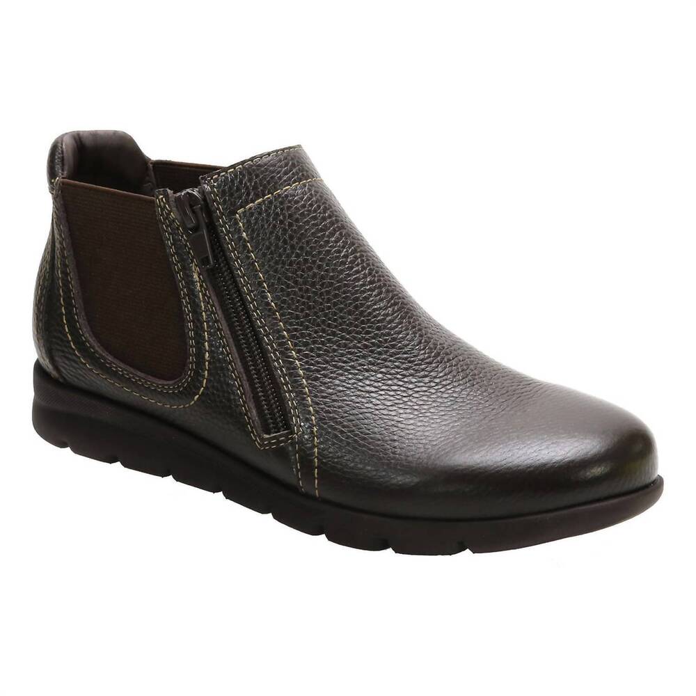 NEW DAVID TATE women's popular leather ankle boots in brown pebble grain